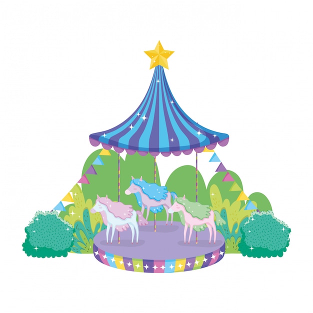 Circus carousel scene in the landscape