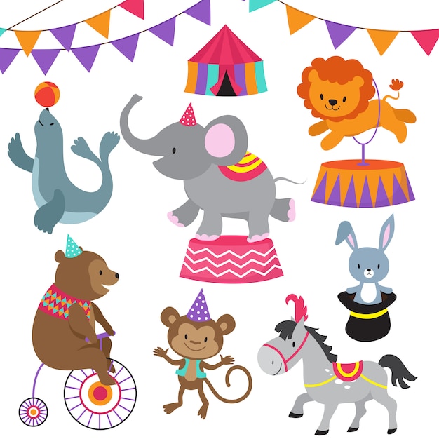 Circus child show cartoon dieren instellen