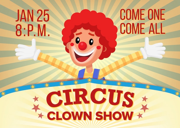 Circus clown poster invite template.