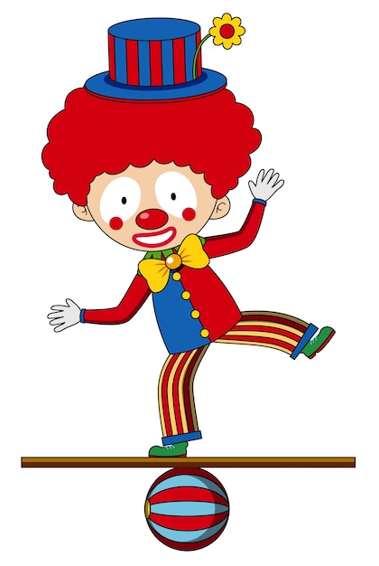 Circus clown standing on the ball