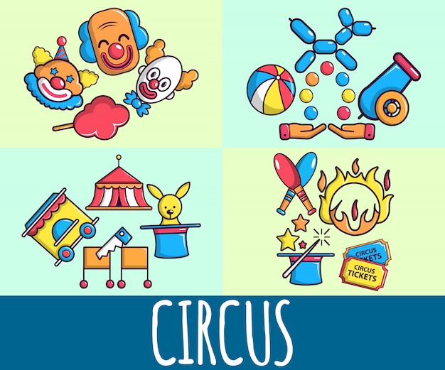 Vector circus concept banner, cartoon style