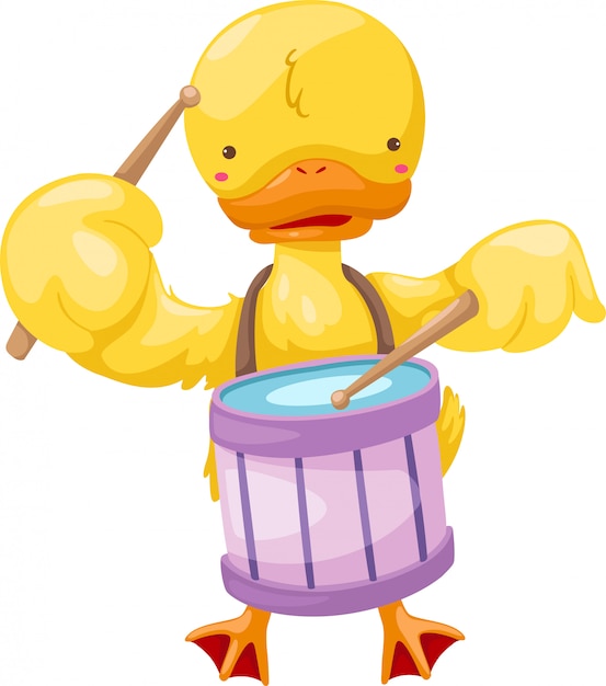 Circus duck play drum