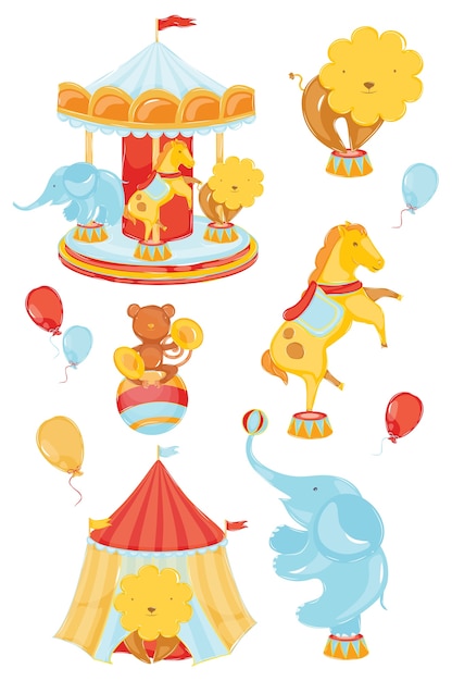 Vector circus elements color elements