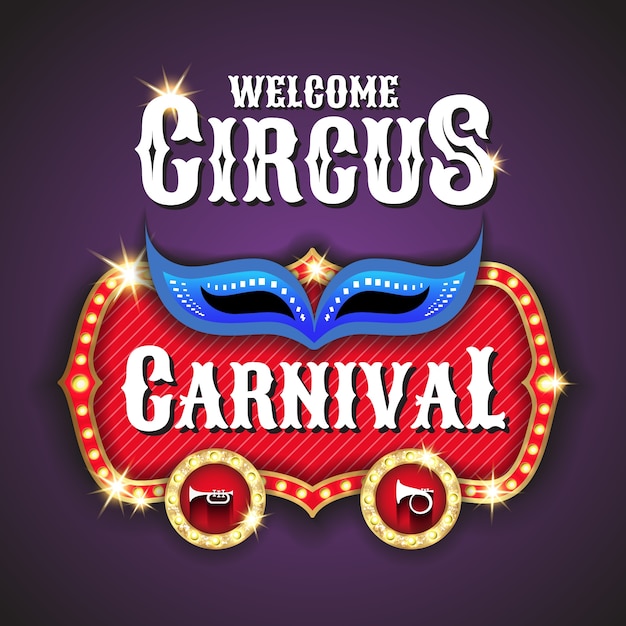 Vector circus en carnaval markttent gloeilamp vector frame