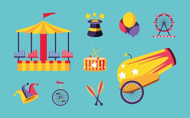 Vector circus entertainment icons