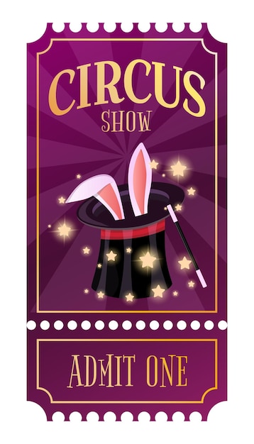 Circus goochelshow entree vector tickets sjablonen. Ticket voor toegang tot circus.