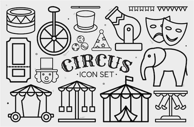 Circus Icon Illustration Vector Set