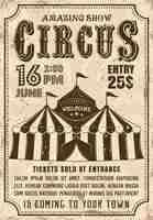 Vector circus  invitation poster in retro  with tent for advertisement show. layered, separate grunge texture and text