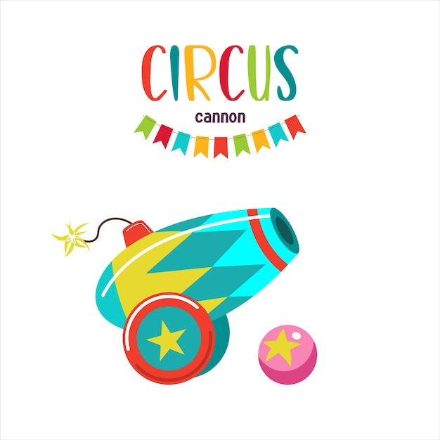 Circus kanon. vectorillustratie geïsoleerd op een witte achtergrond.