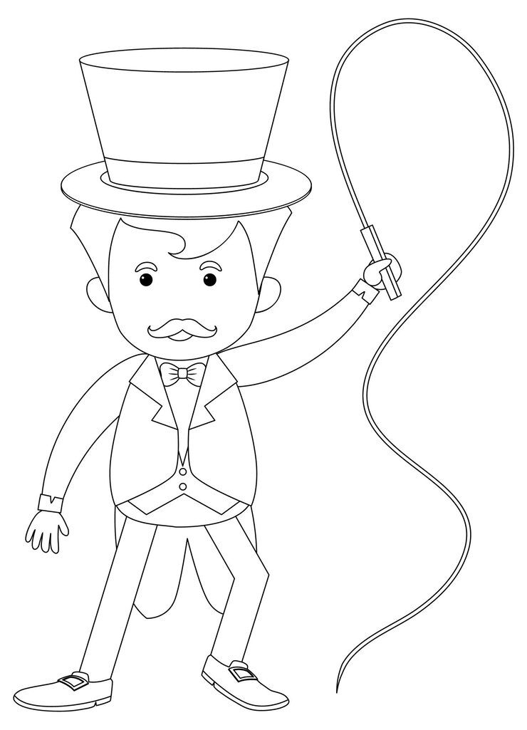 वेक्टर circus man black and white doodle character