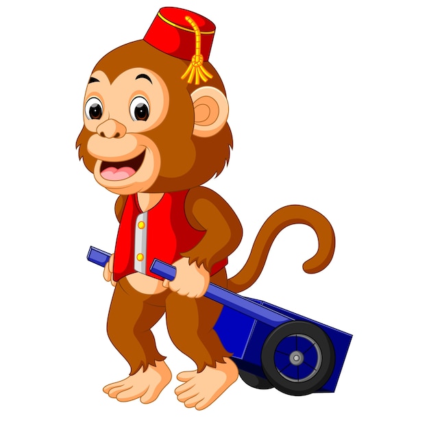 Vector circus monkey carrying cart