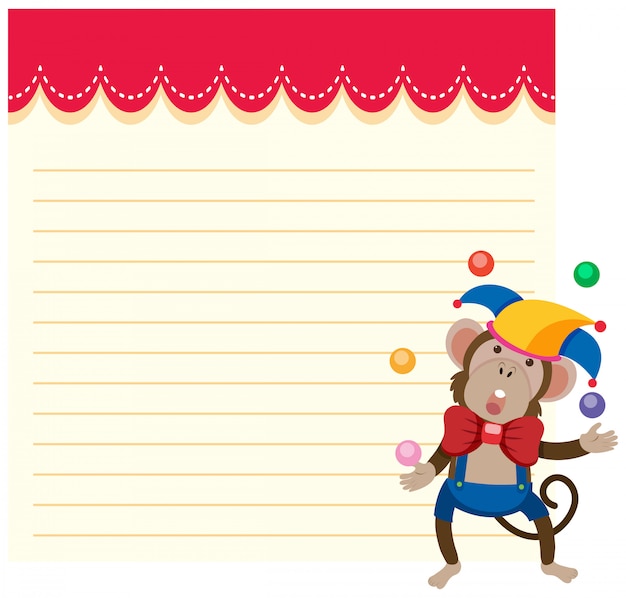 A circus monkey on note template