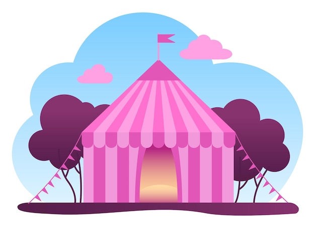 Circus pink tent with flags