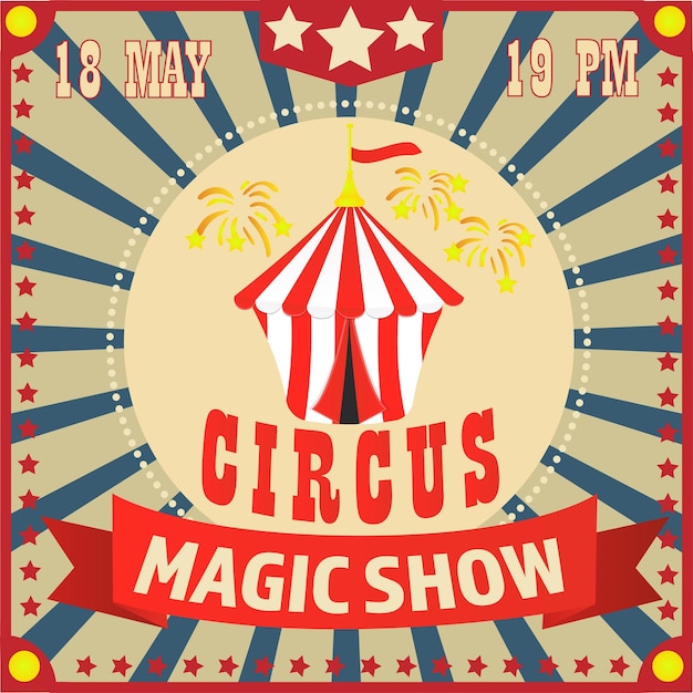 Invito allo spettacolo di magia del poster del circo