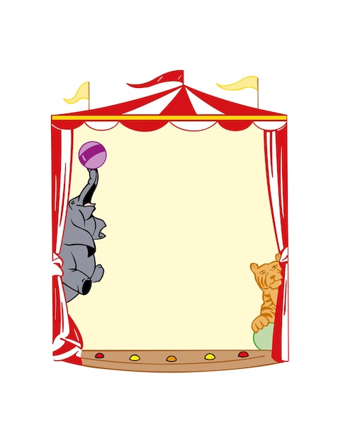 Vector circus scene isolated on white background vector illustration in flat style