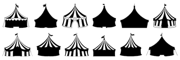 Circus silhouettes set large pack of vector silhouette design isolated white background