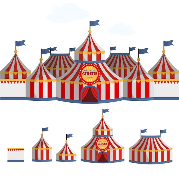 Vector circus tent cartoon vector illustration.