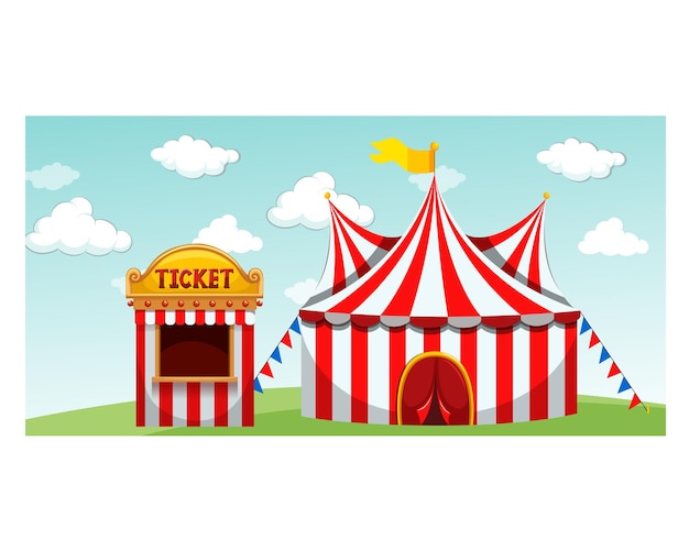 circus tent and ticket booth vector illustration