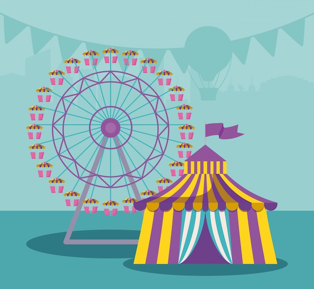 Circus tent with panoramic wheel