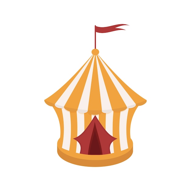 Circus tent with a red flag on the roof