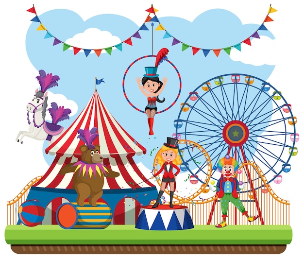 Circus themapark op geïsoleerde achtergrond