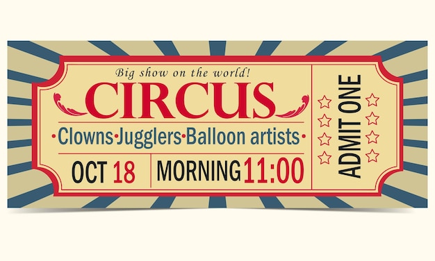 Circus ticket invitation to the circus clowns jugglers balloon artists