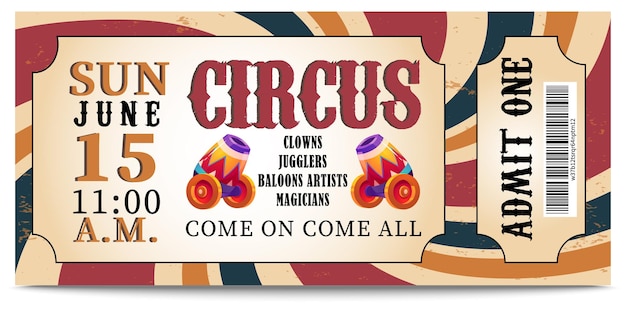 circus ticket template redblueyellow collor background Carnival invite