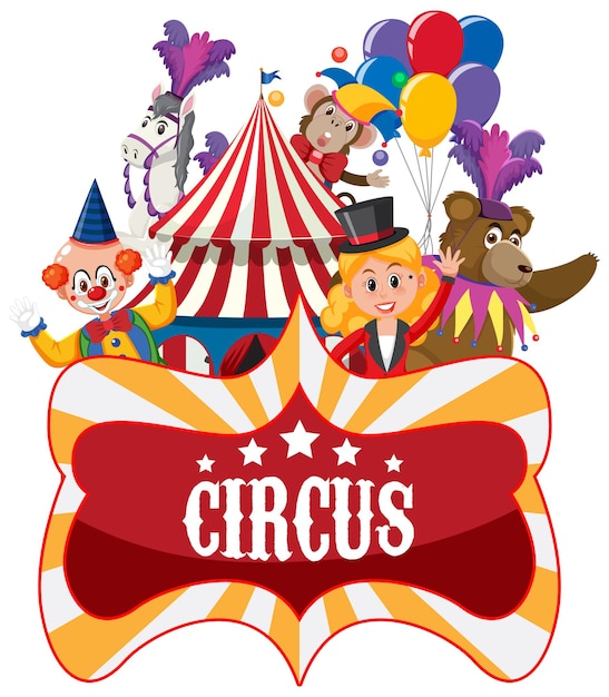 Circusbanner met circus stripfiguur