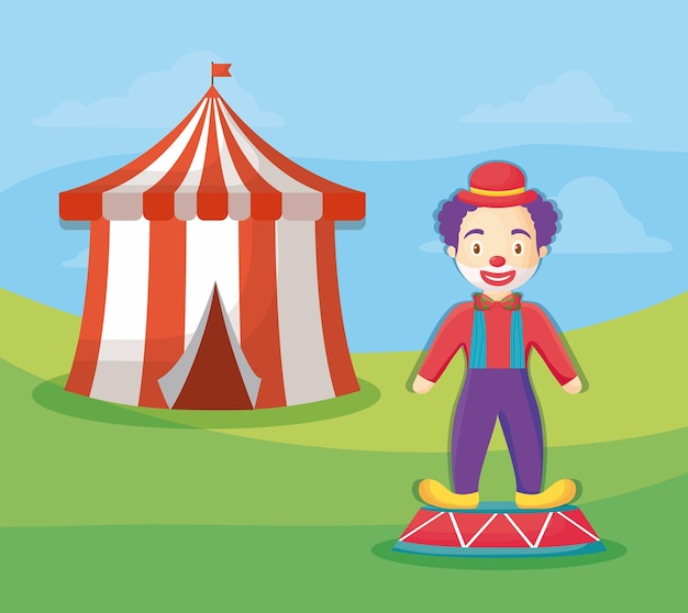 Circustent en cartoonclown