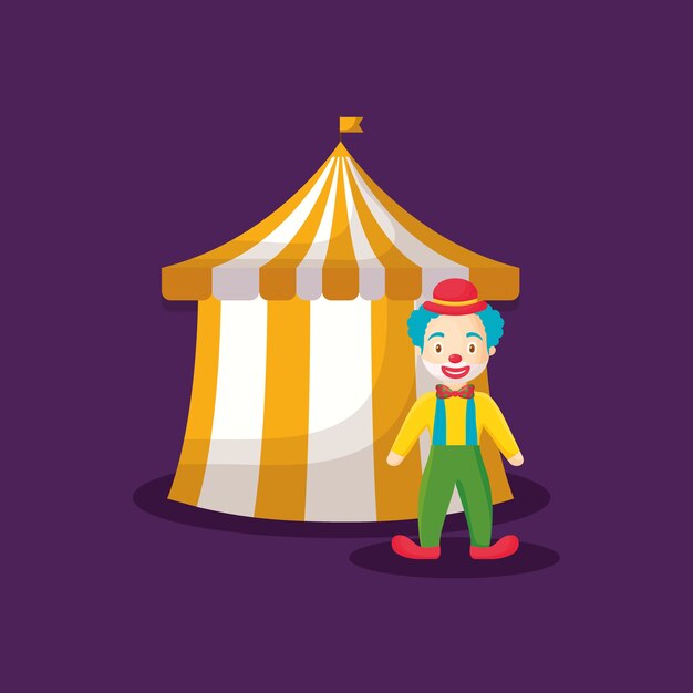 circustent met cartoonclown