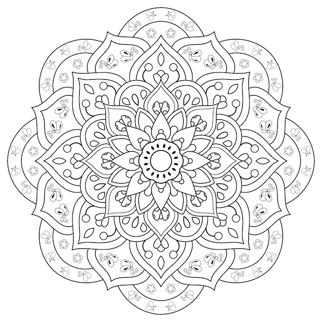 Cirkel bloem van mandala met vintage bloemenstijl Vector mandala Oosters patroon Hand getekende decoratief element Uniek ontwerp met bloemblaadje bloem Concept ontspannen en meditatie gebruik voor pagina logo boek