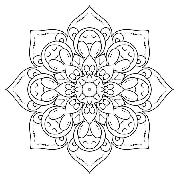 Cirkel bloem van mandala met vintage bloemenstijl Vector mandala Oosters patroon Hand getekende decoratief element Uniek ontwerp met bloemblaadje bloem Concept ontspannen en meditatie gebruik voor pagina logo boek