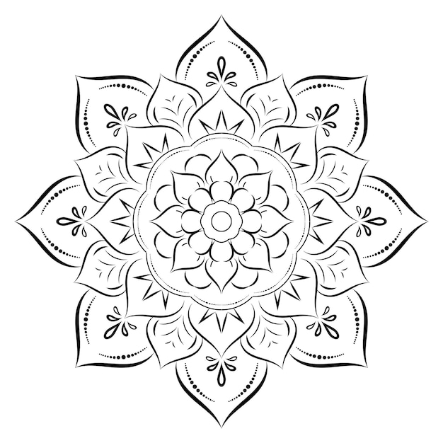 Cirkel bloem van mandala met vintage bloemenstijl vector mandala oosters patroon hand getekende decoratief element uniek ontwerp met bloemblaadje bloem concept ontspannen en meditatie gebruik voor pagina logo boek