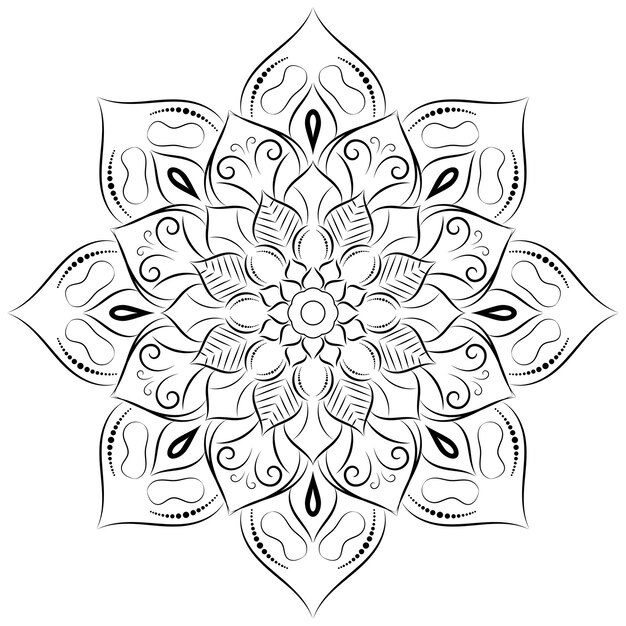 Cirkel bloem van mandala met vintage bloemenstijl Vector mandala Oosters patroon Hand getekende decoratief element Uniek ontwerp met bloemblaadje bloem Concept ontspannen en meditatie gebruik voor pagina logo boek