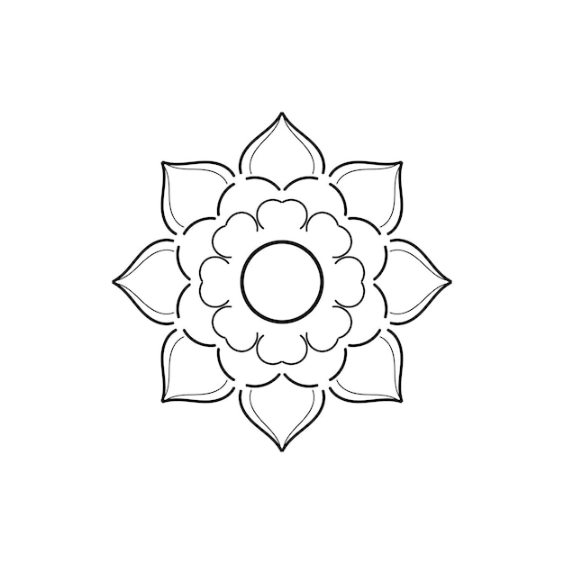 Cirkel bloem van mandala met vintage bloemenstijl Vector mandala Oosters patroon Hand getekende decoratief element Uniek ontwerp met bloemblaadje bloem Concept ontspannen en meditatie gebruik voor pagina logo boek