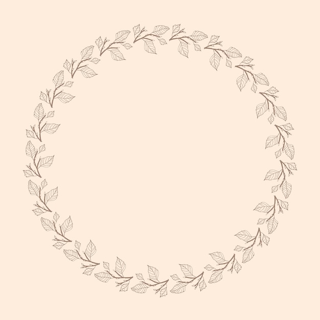 Cirkel bloemen vintage tekenen frame vectorillustratie Hand getekende krans bladeren