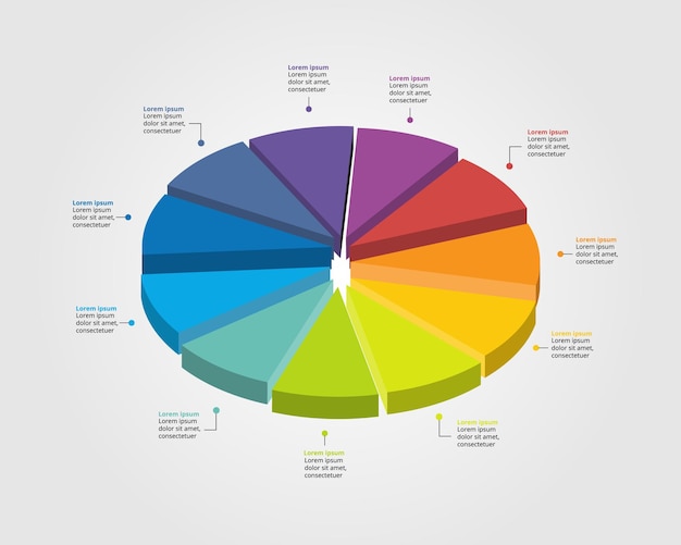 cirkel cirkeldiagramsjabloon voor infographic voor presentatie voor 11 elementen