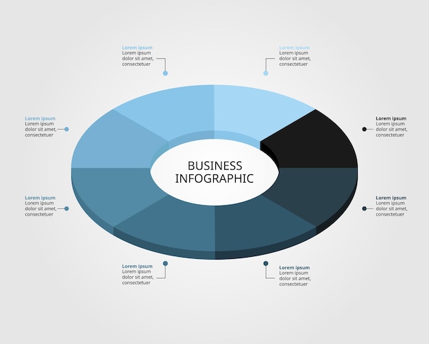 cirkel cirkeldiagramsjabloon voor infographic voor presentatie voor 8 elementen