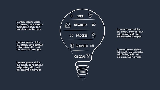 Cirkel donkere infographic met 6 elementen sjabloon voor web op een zwarte achtergrond zakelijke presentatie Vector