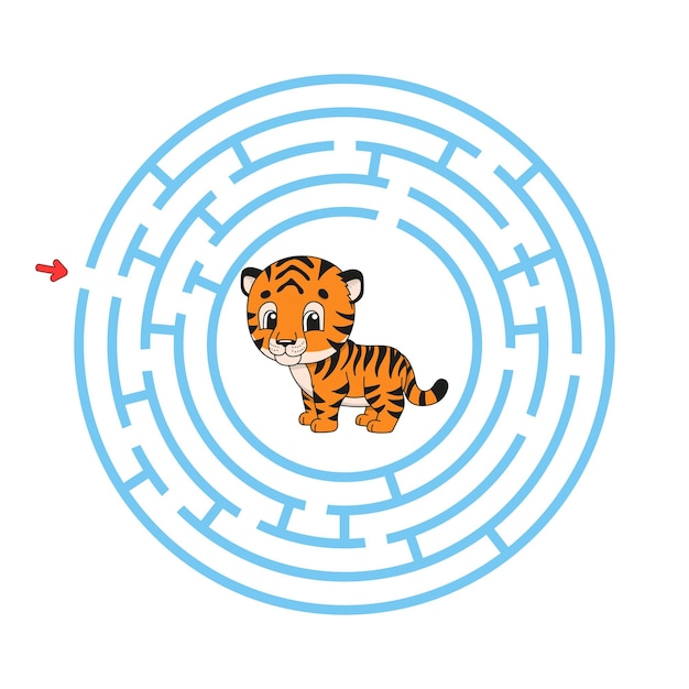 Cirkel doolhof Spel voor kinderen Puzzel voor kinderen Ronde labyrint raadsel Kleur vectorillustratie
