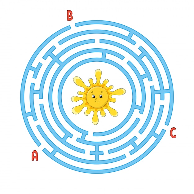 Cirkel doolhof. Spel voor kinderen. Puzzel voor kinderen.