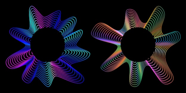 Cirkel elektronische veelkleurige geluidsgolven op achtergrond Radiale veelkleurige golven Frequentie geluid