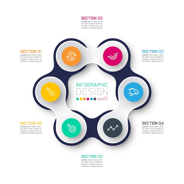 Cirkel gekoppeld aan zakelijke pictogram infographics