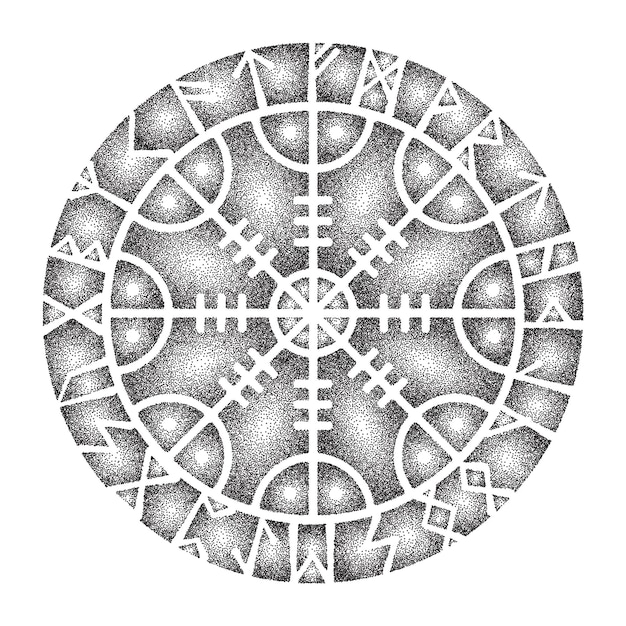 Vector cirkel gestippeld zwart scandinavisch symbool