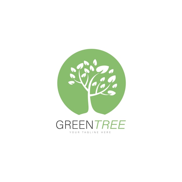 Cirkel groene boom logo ontwerp illustratie iconjpg