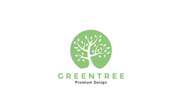 Cirkel groene boom platte logo vector symbool pictogram illustratie ontwerp