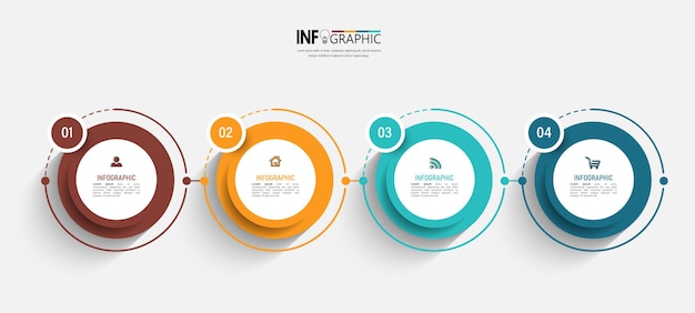 Cirkel infographic elementen met 4 stappen