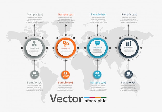 Cirkel infographic met 4 stappen