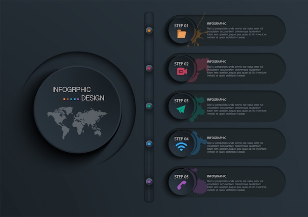 Vector cirkel infographic met 5 opties