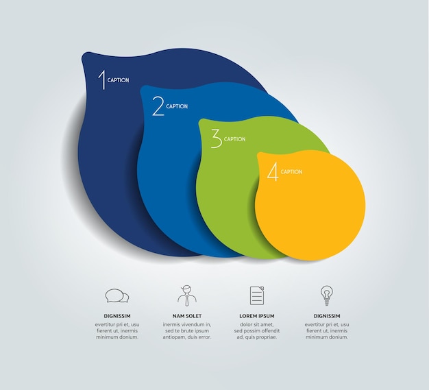 Cirkel infographics opties banner sjabloon schema grafiek vier stappen ontwerp vector illustratie